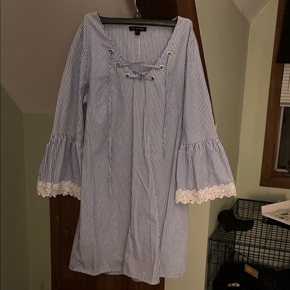 Striped Lace-Trimmed Dress